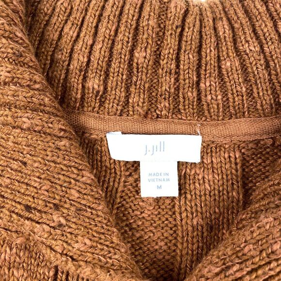 J.Jill Womens Cable-knit Cardigan Button Up Duster Sweater Auburn Sz Medium Wool - Picture 7 of 11